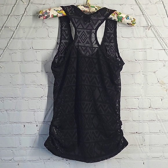 Eye Candy Sheer Fishnet Racerback Black Tank Top Womens Size Medium - Picture 12 of 15